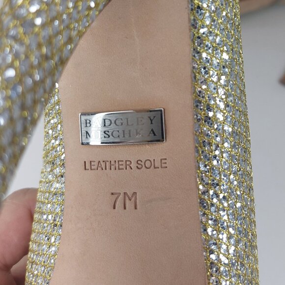 Badgley Mischka Humbie II Gold Glitter Heel Women's Size 7M - Picture 6 of 9